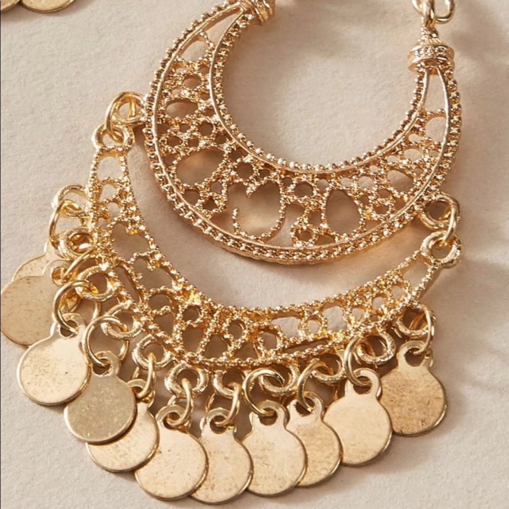 • Clio • Boho Coin Tassel Earrings - Picture 2 of 4